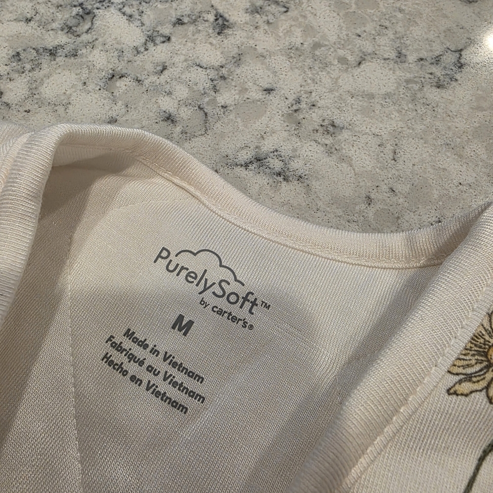 Carter's Baby 2-Way Zip Floral PurelySoft Wearable Blanket - Ivory Floral Medium - Picture 7 of 12